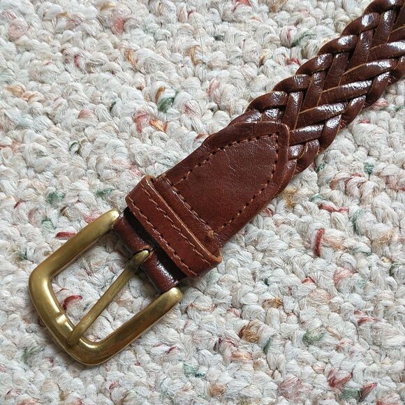 Classic Braided Leather Belt with Gold Buckle - Picture 2 of 10